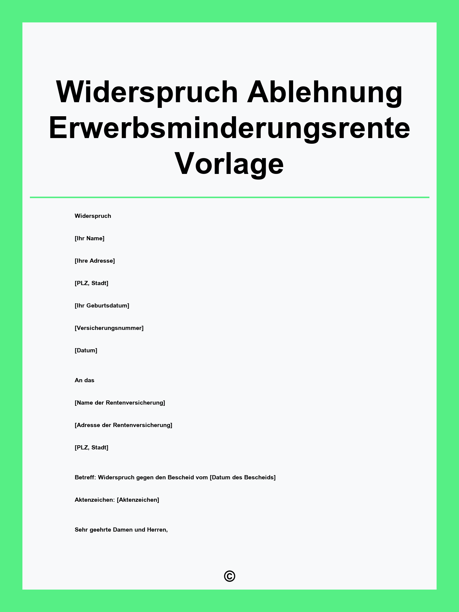 Widerspruch Ablehnung Erwerbsminderungsrente Vorlage